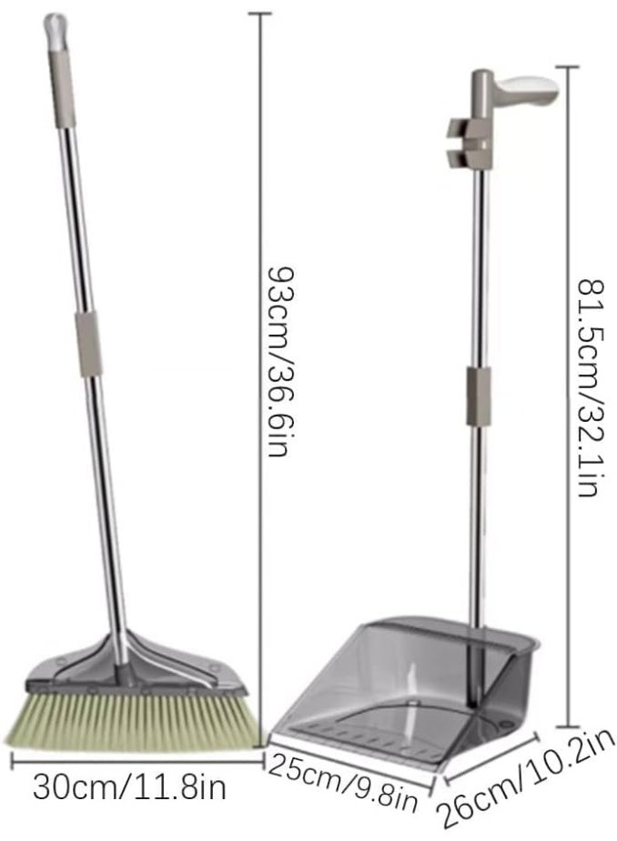 جاروف مع فرشة أكريليك شفاف – تصميم عصري متين بخامة قوية عالية الجودة – يد معدنية مقاومة للصدأ – للتنظيف اليومي السريع في المنزل والمكتب – ألوان متعددة - Image 5